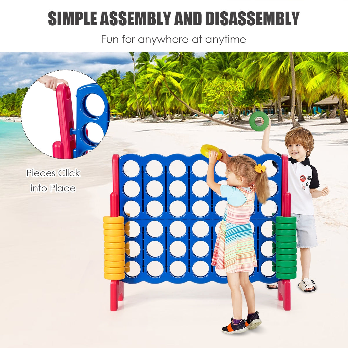 Jumbo 4-to-Score Giant Game Set with 42 Jumbo Rings and Quick-Release Slider-RedÂ