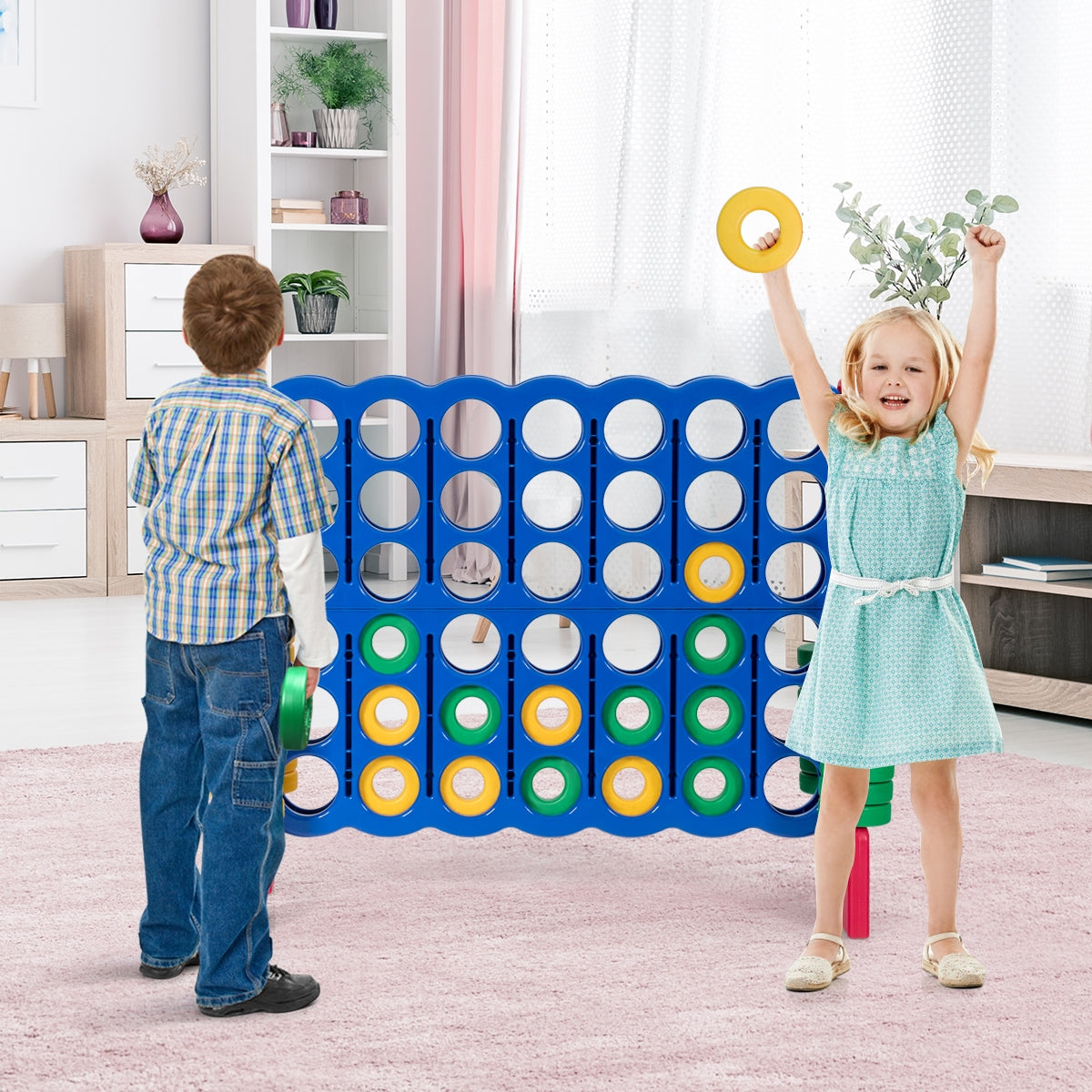 Jumbo 4-to-Score Giant Game Set with 42 Jumbo Rings and Quick-Release Slider-RedÂ