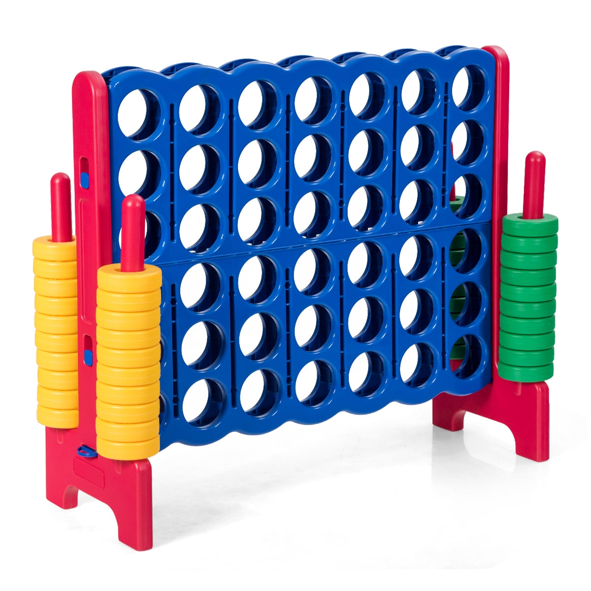 Jumbo 4-to-Score Giant Game Set with 42 Jumbo Rings and Quick-Release Slider-RedÂ