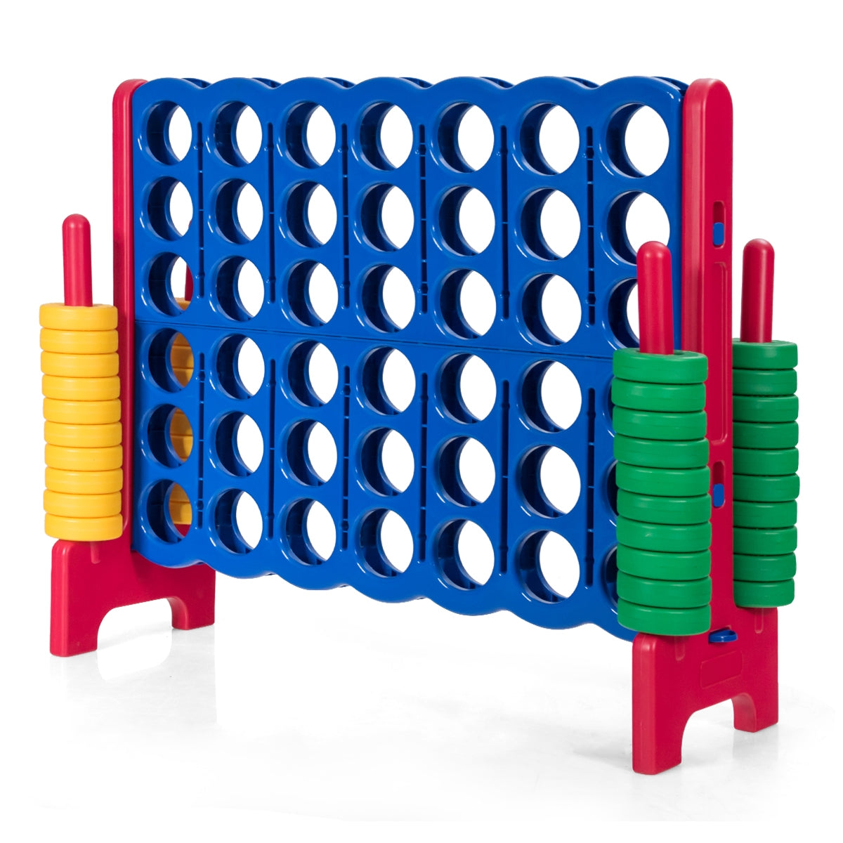 Jumbo 4-to-Score Giant Game Set with 42 Jumbo Rings and Quick-Release Slider-RedÂ