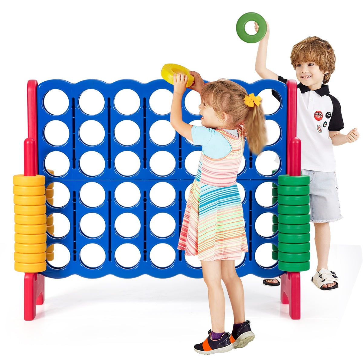 Jumbo 4-to-Score Giant Game Set with 42 Jumbo Rings and Quick-Release Slider-RedÂ