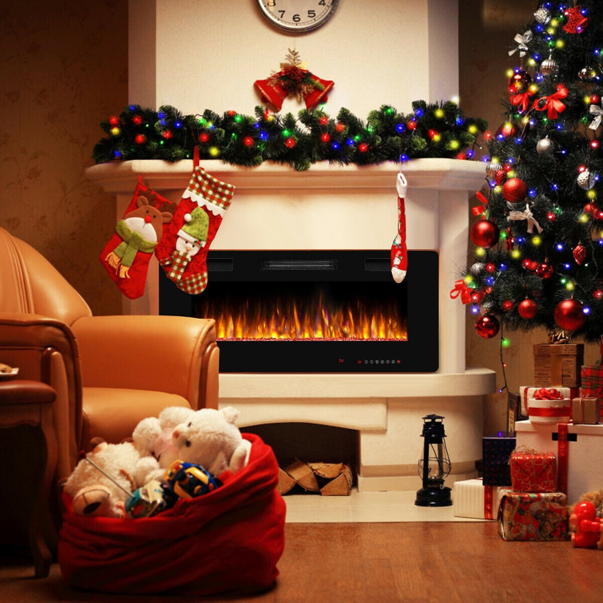 42 Inch Recessed Ultra Thin Electric Fireplace with TimerÂ