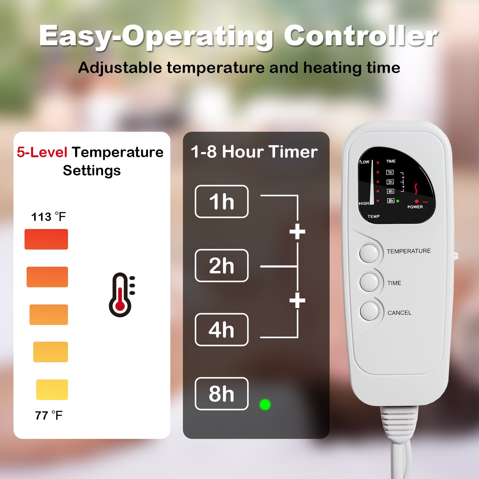 71 x 31 Inch Massage Bed Warmer Heating Pad with 5 Heat SettingsÂ