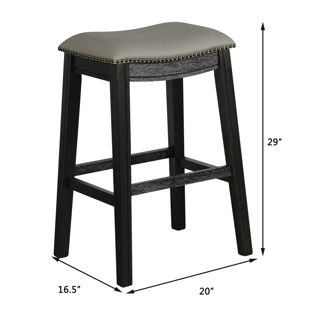 29 Inch Set of 2 Saddle Nailhead Kitchen Counter Chair-Black ChairÂ