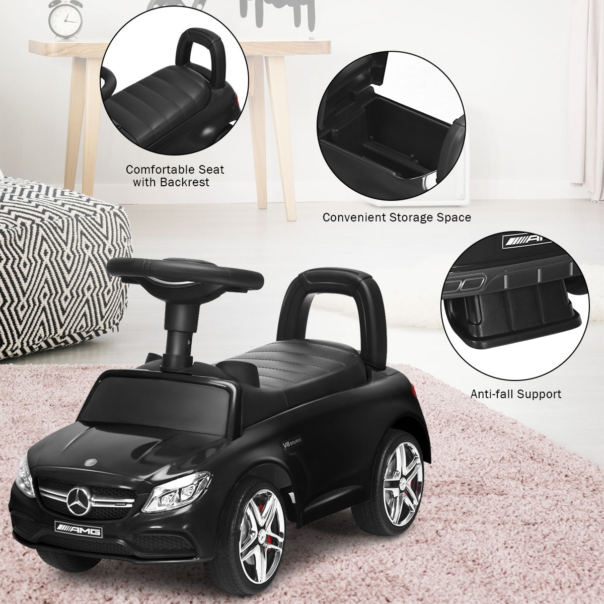 Mercedes Benz Licensed Kids Ride On Push Car-BlackÂ
