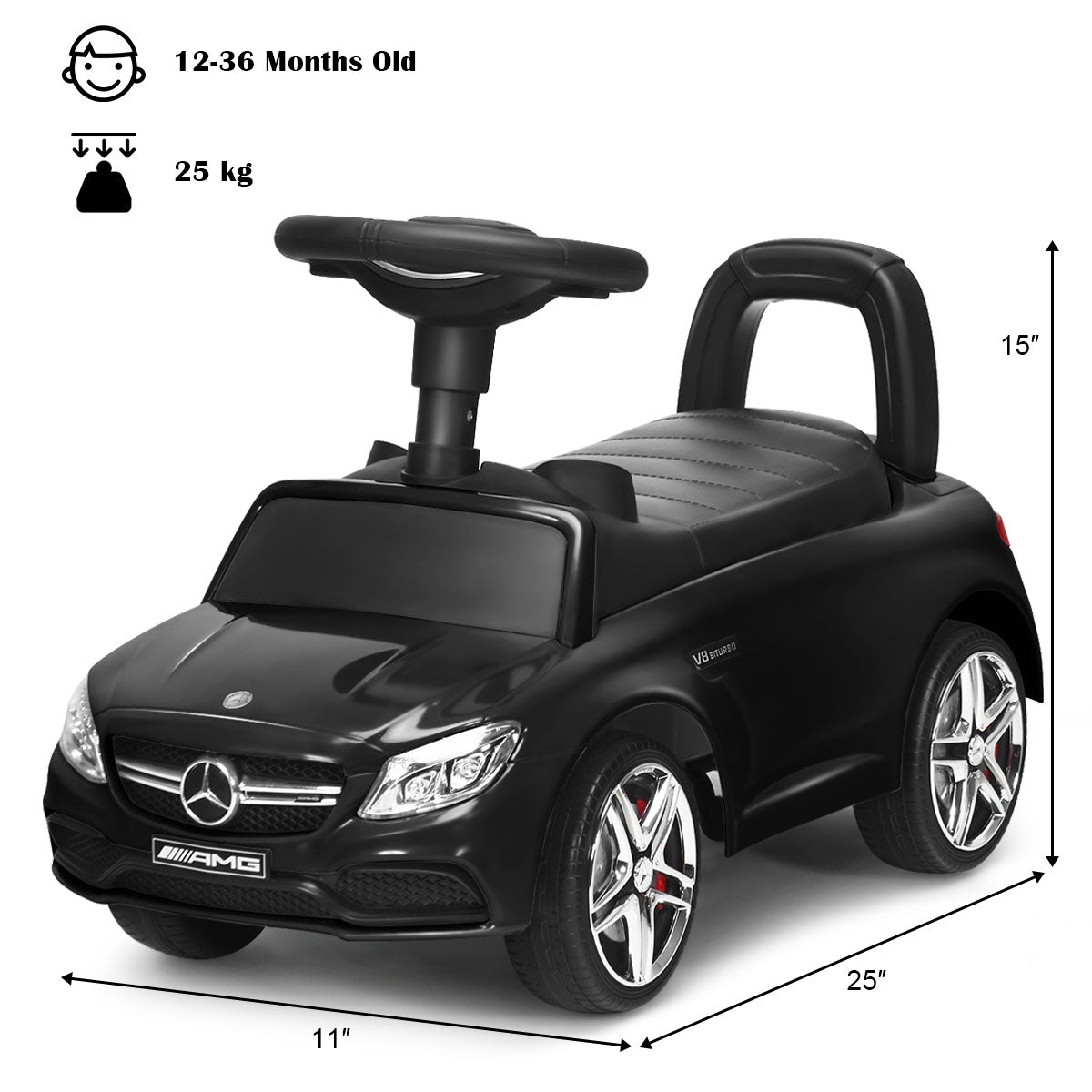 Mercedes Benz Licensed Kids Ride On Push Car-BlackÂ