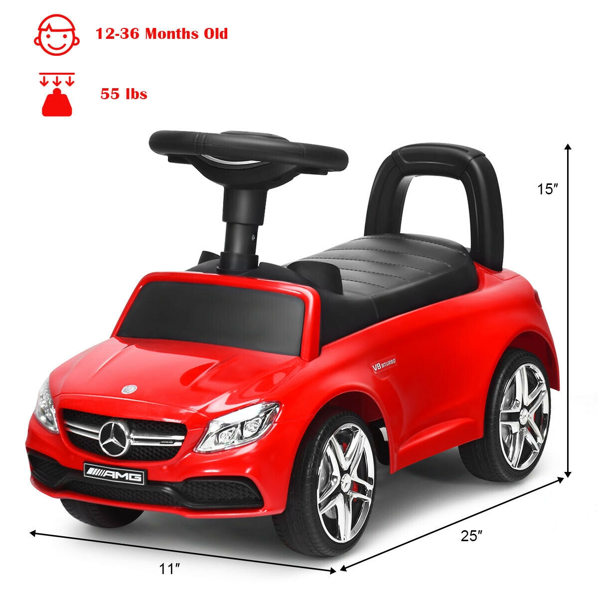Mercedes Benz Licensed Kids Ride On Push Car-RedÂ