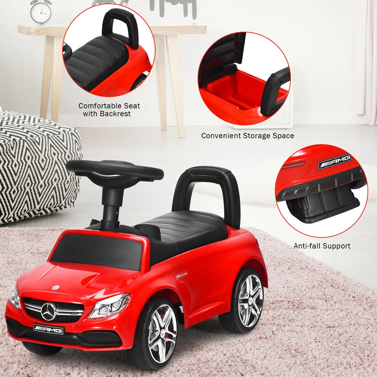 Mercedes Benz Licensed Kids Ride On Push Car-RedÂ