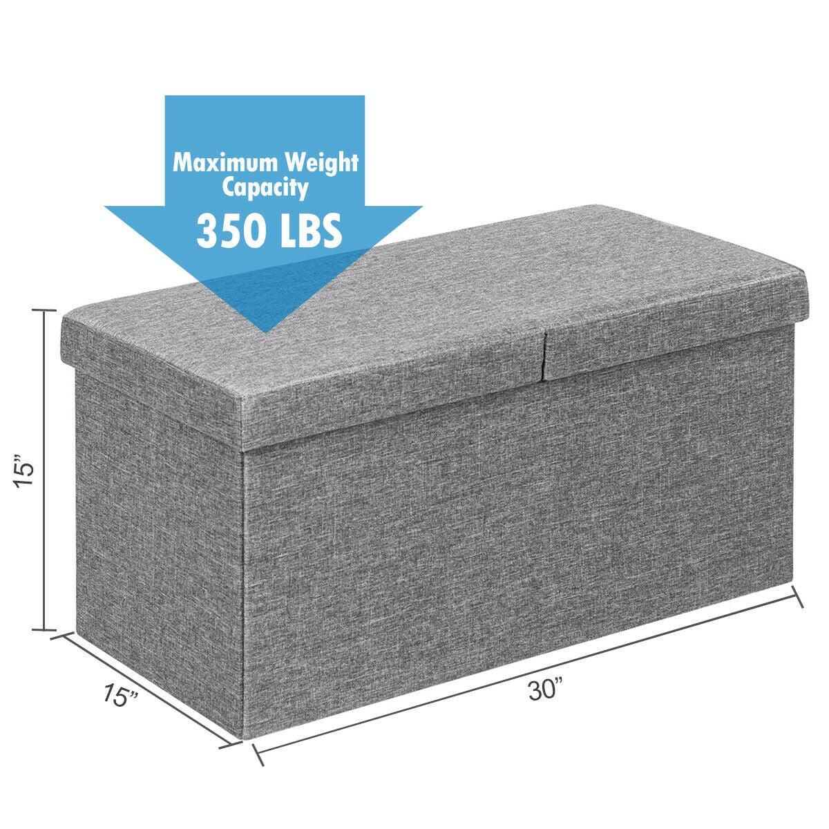 30" Folding Storage Ottoman with Lift Top-Light GrayÂ
