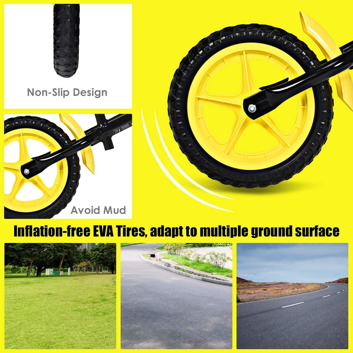 Adjustable Lightweight Kids Balance Bike-YellowÂ