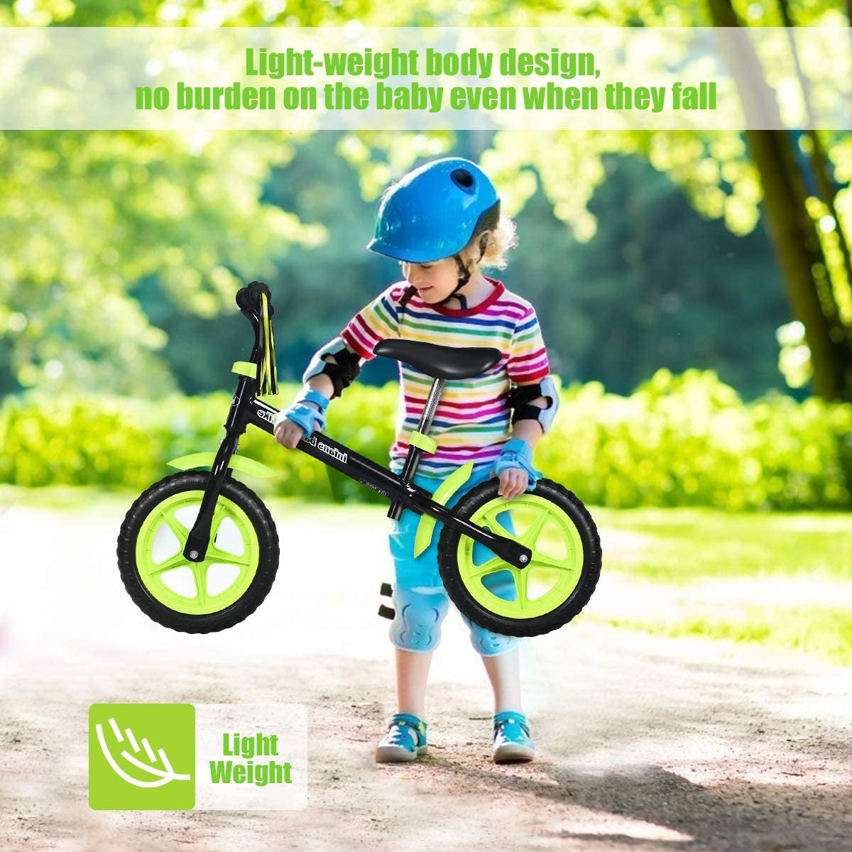 Adjustable Lightweight Kids Balance Bike-GreenÂ