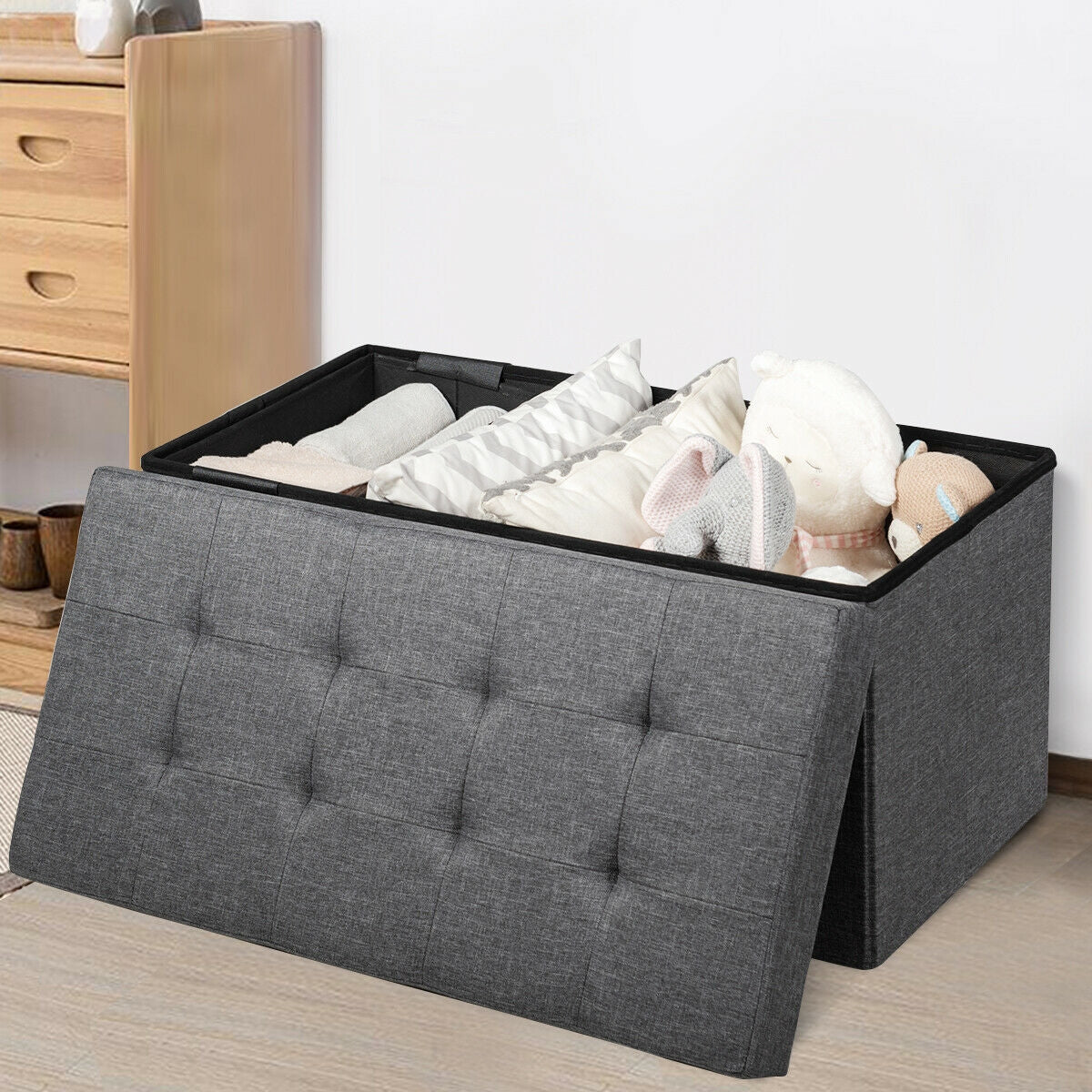 31.5 Inch Fabric Foldable Storage with Removable Storage Bin-Dark GrayÂ