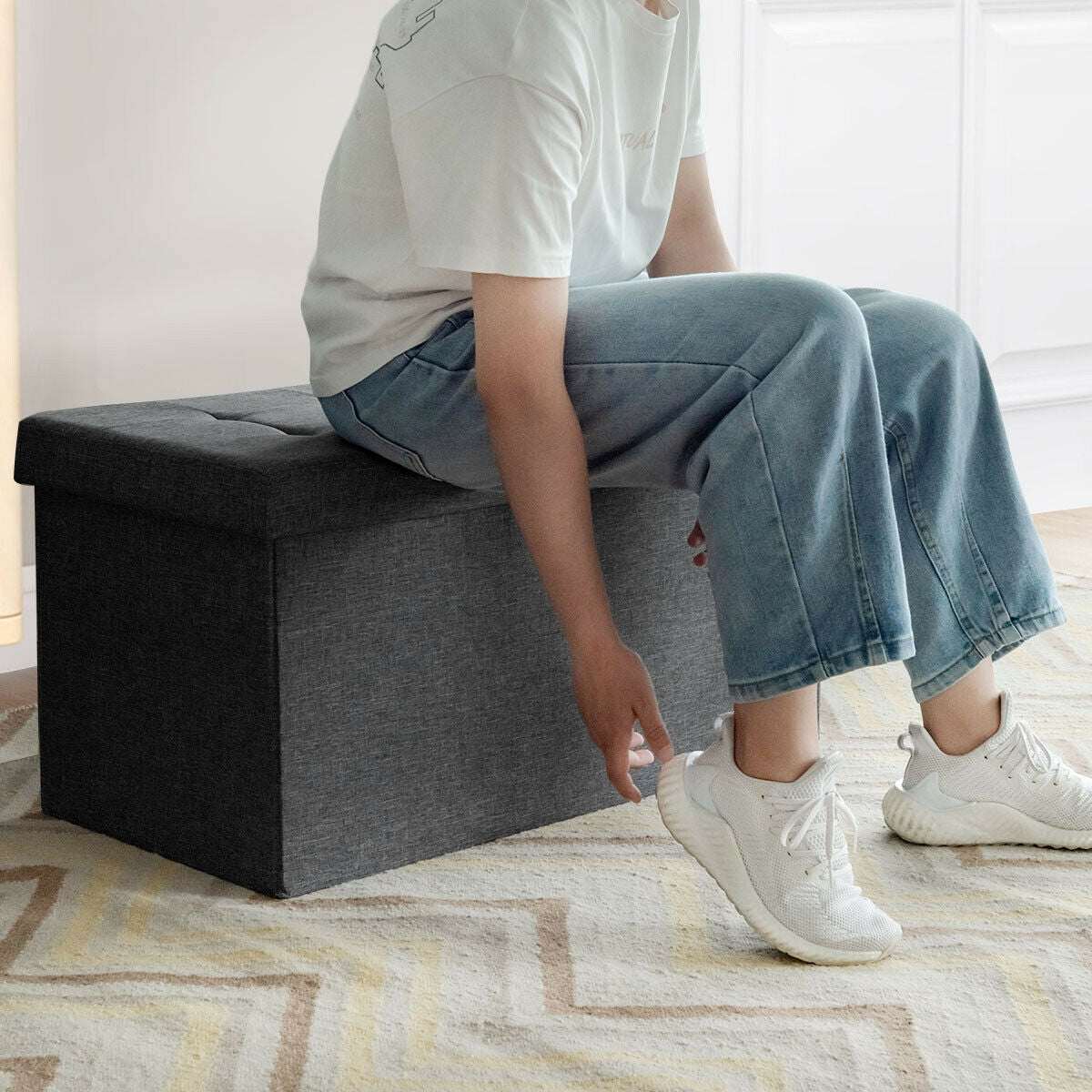 31.5 Inch Fabric Foldable Storage with Removable Storage Bin-Dark GrayÂ