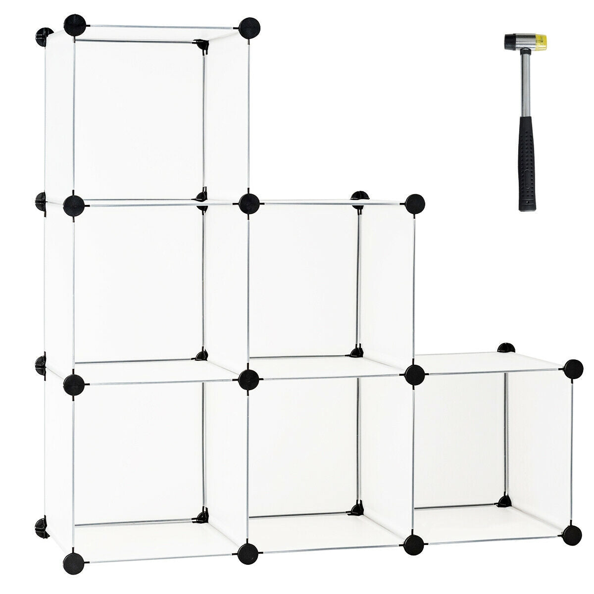 6 Cubes Storage Organizer with Rustproof Steel Frame for Indoor Use-WhiteÂ