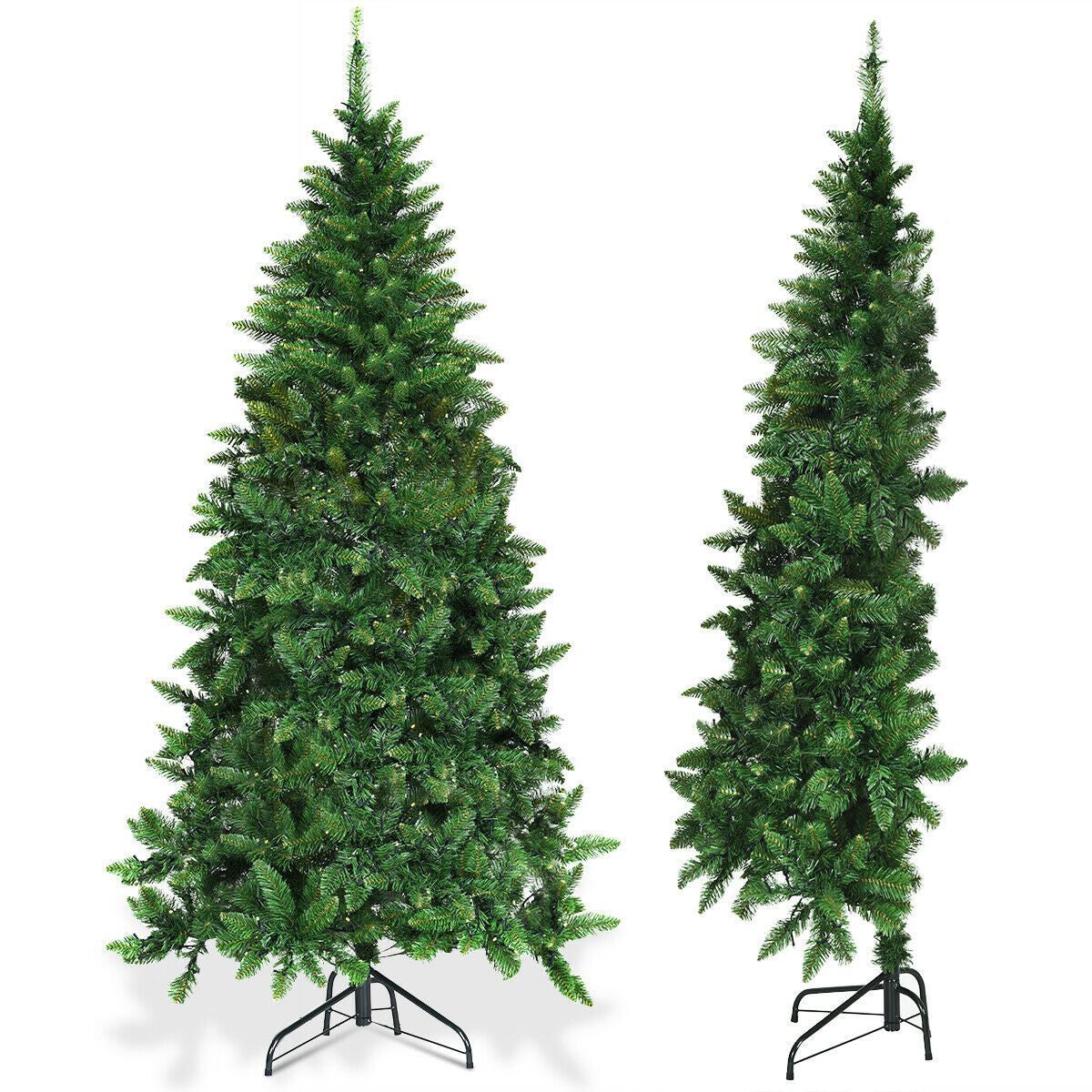 Pre-Lit Artificial Half National Christmas Tree with 8 Flash Modes-6 ftÂ