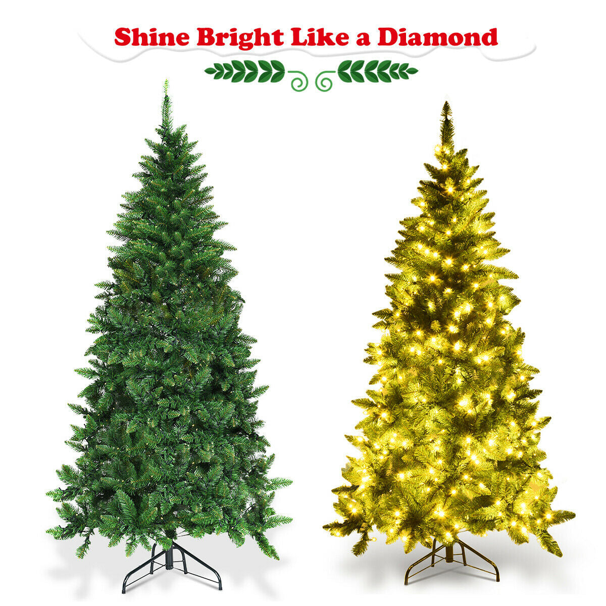 Pre-Lit Artificial Half National Christmas Tree with 8 Flash Modes-6 ftÂ