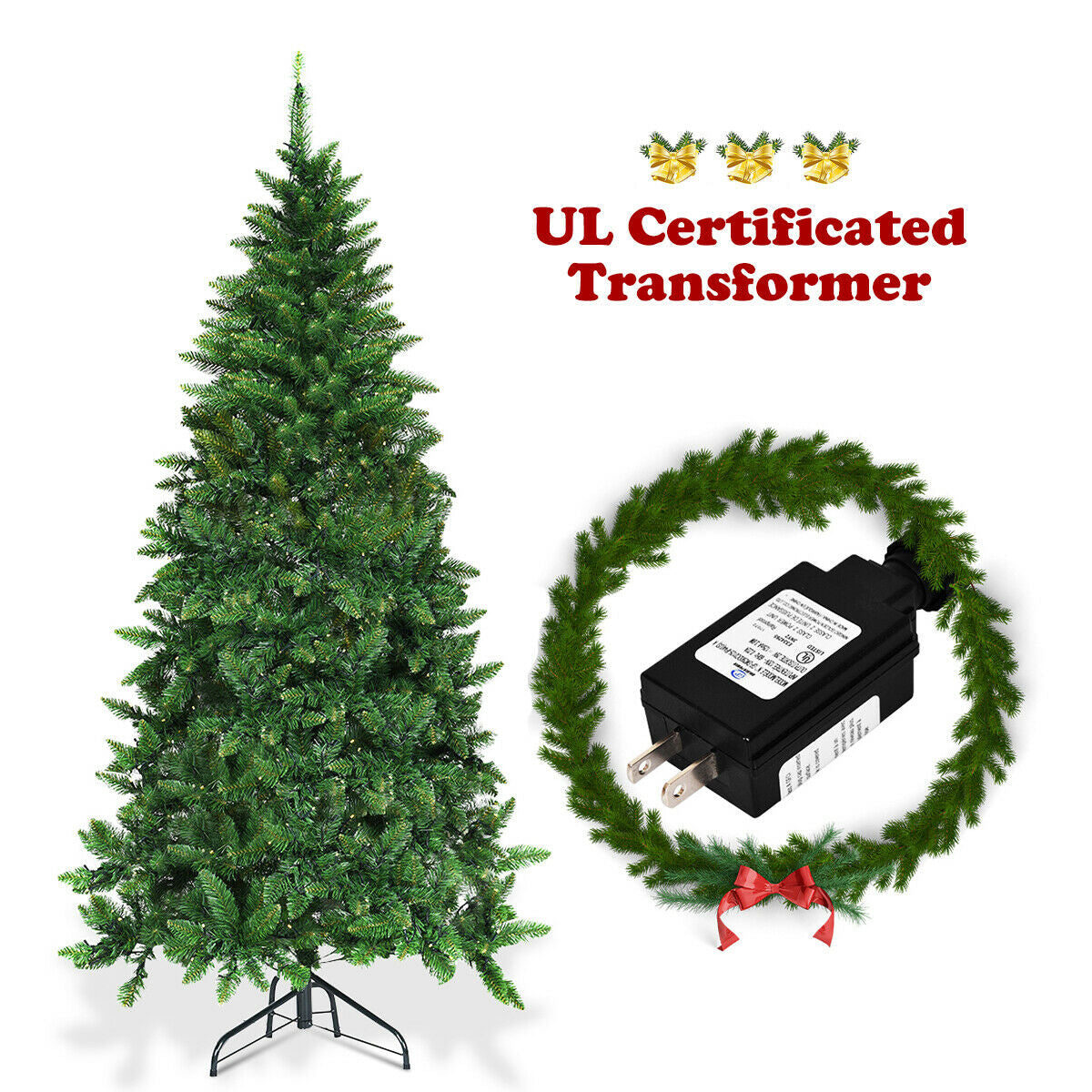 Pre-Lit Artificial Half National Christmas Tree with 8 Flash Modes-6 ftÂ