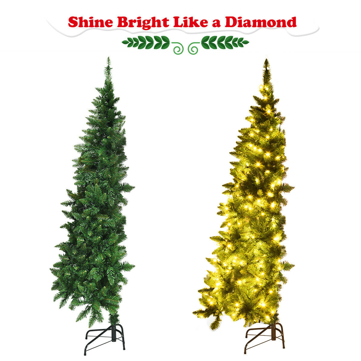 Pre-Lit Artificial Half National Christmas Tree with 8 Flash Modes-5 ftÂ