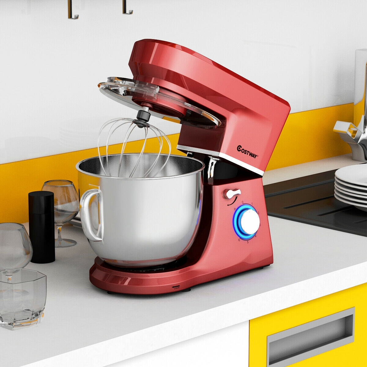 7.5 Qt Tilt-Head Stand Mixer with Dough Hook-RedÂ