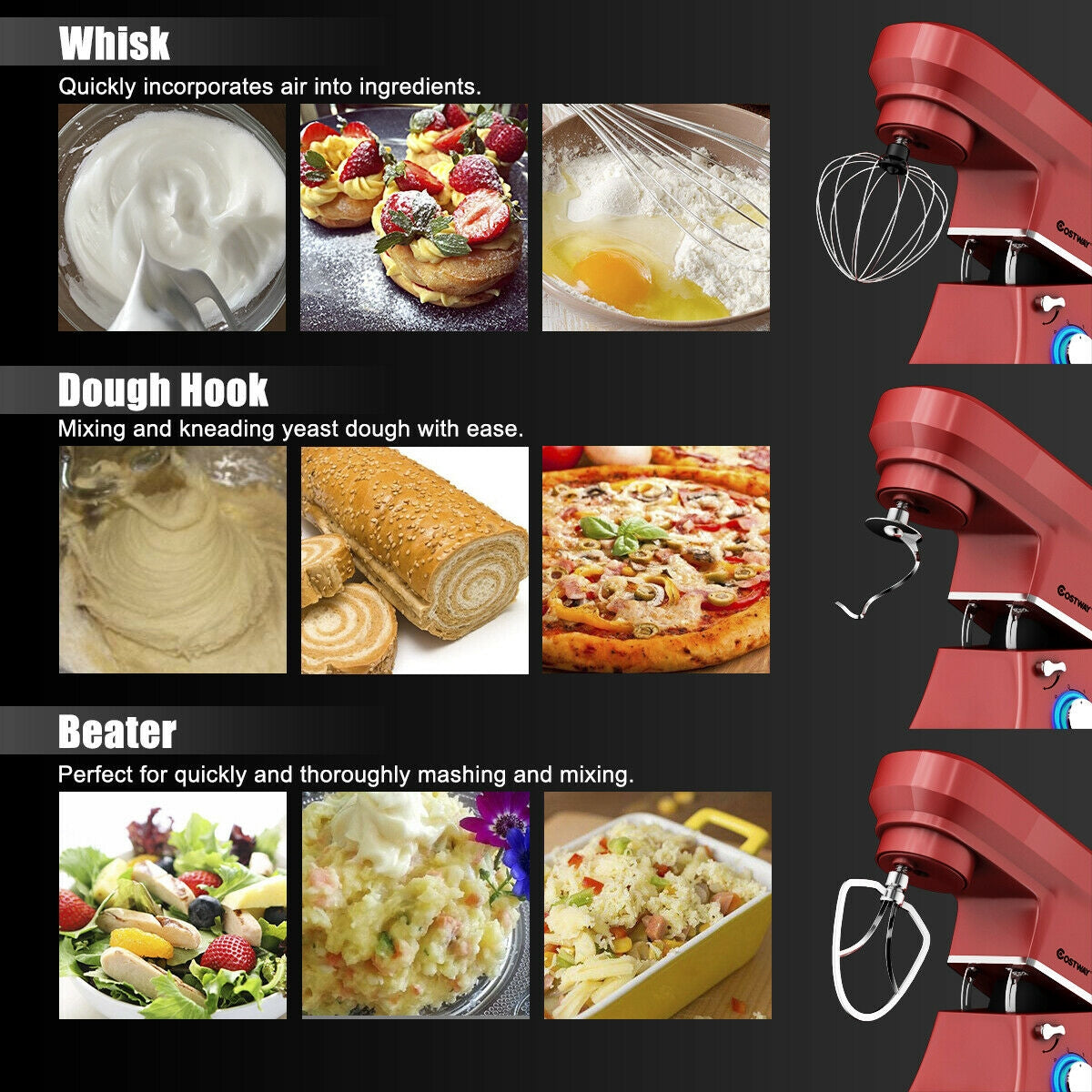 7.5 Qt Tilt-Head Stand Mixer with Dough Hook-RedÂ