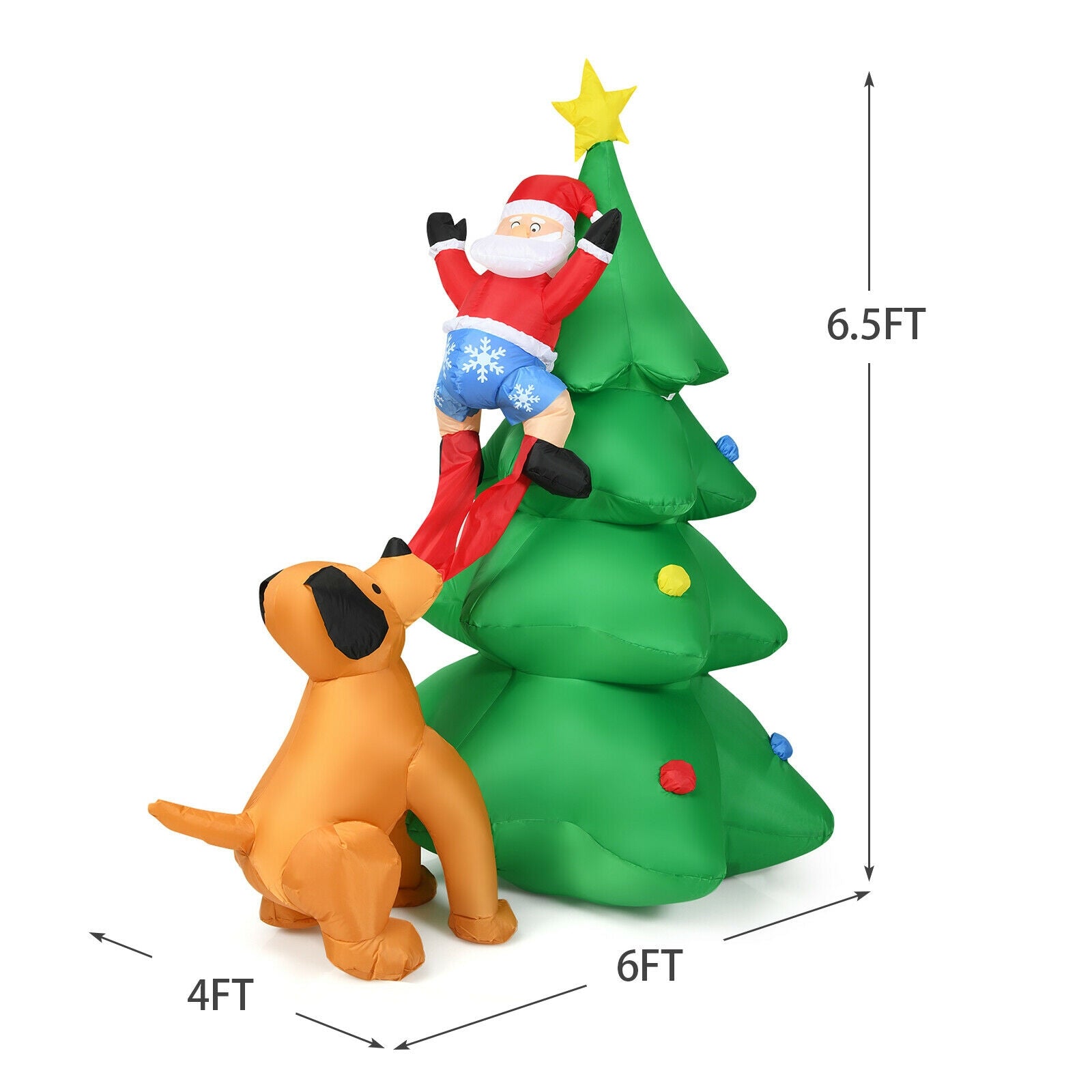 6.5 Feet Outdoor Inflatable Christmas Tree Santa Decor with LED LightsÂ