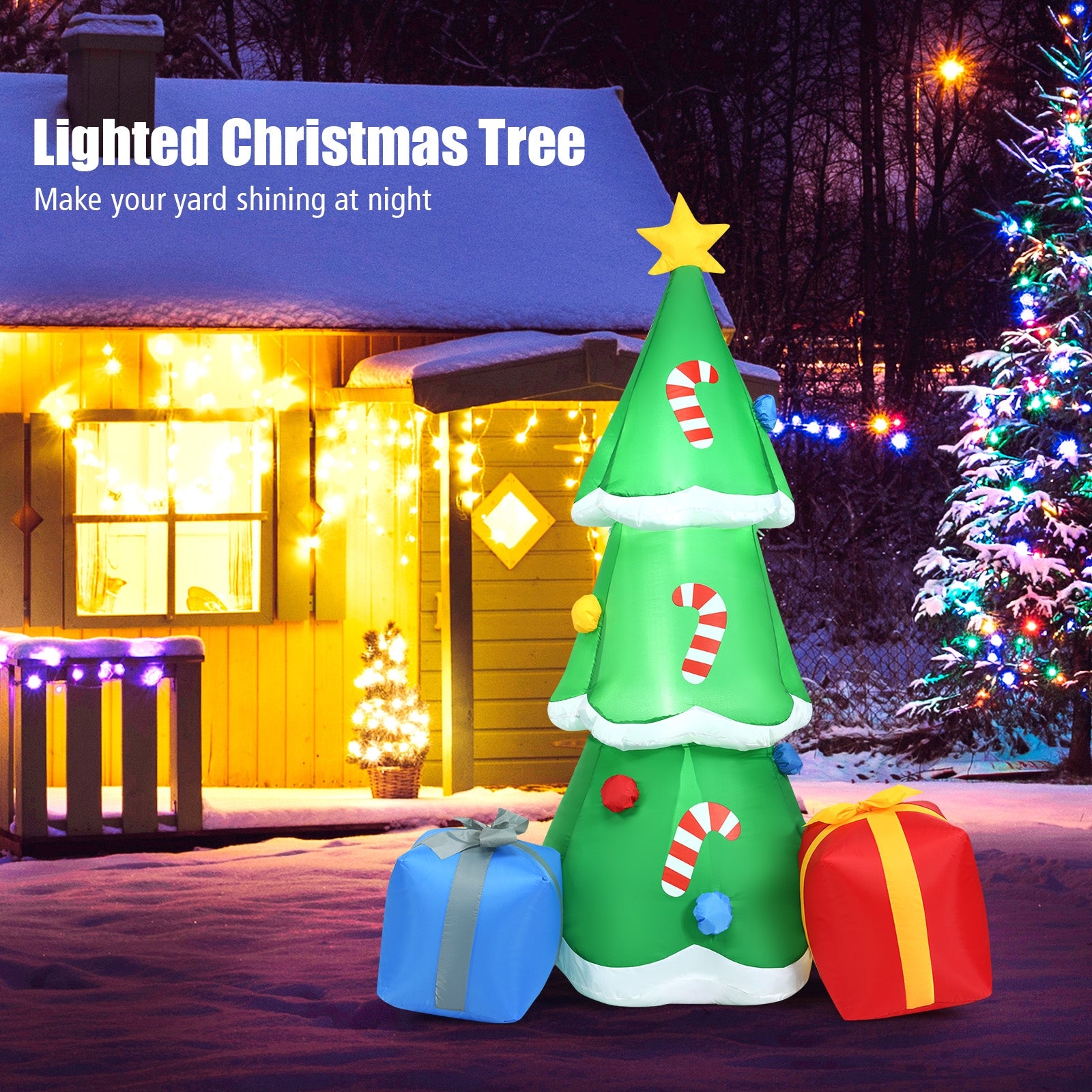 6 Feet Inflatable Christmas Tree with Gift Boxes Blow Up DecorationÂ
