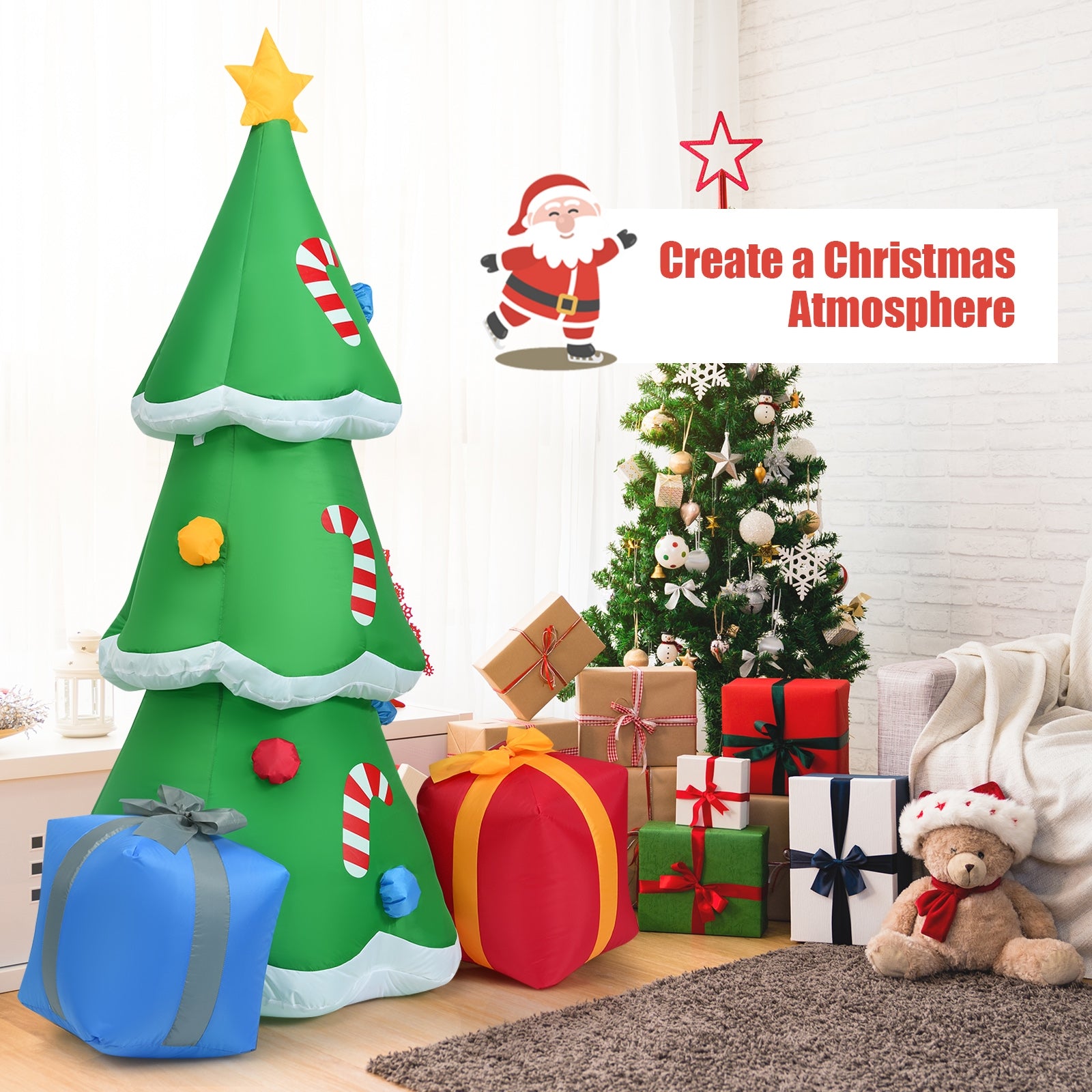 6 Feet Inflatable Christmas Tree with Gift Boxes Blow Up DecorationÂ