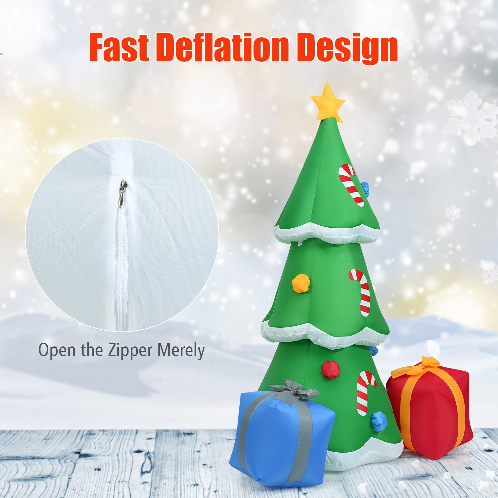 6 Feet Inflatable Christmas Tree with Gift Boxes Blow Up DecorationÂ