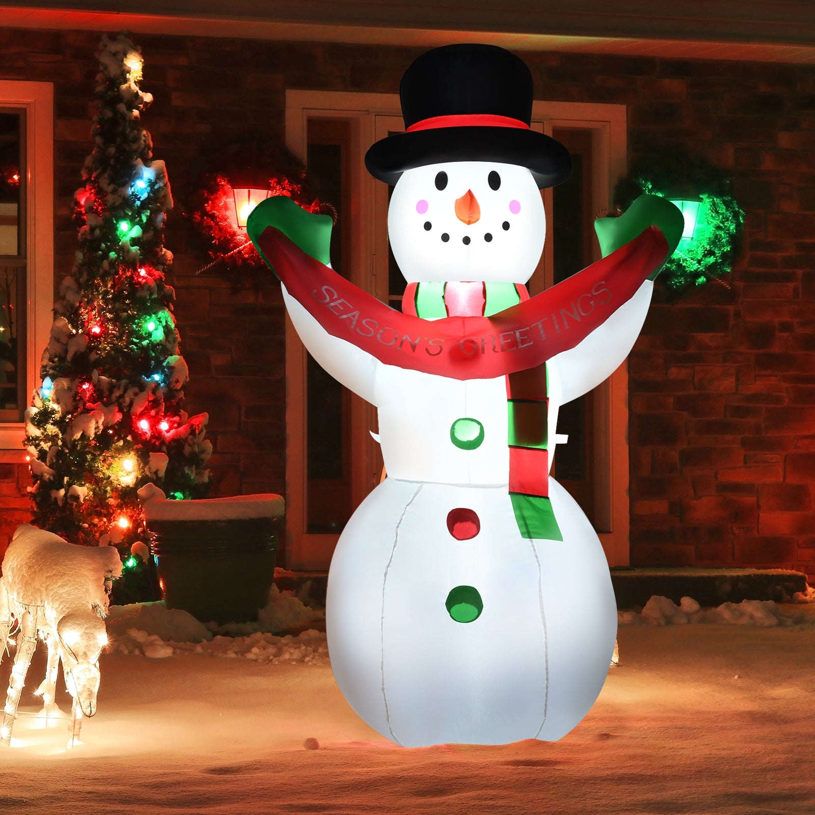 6 Feet Inflatable Christmas Snowman with LED Lights Blow Up Outdoor Yard DecorationÂ