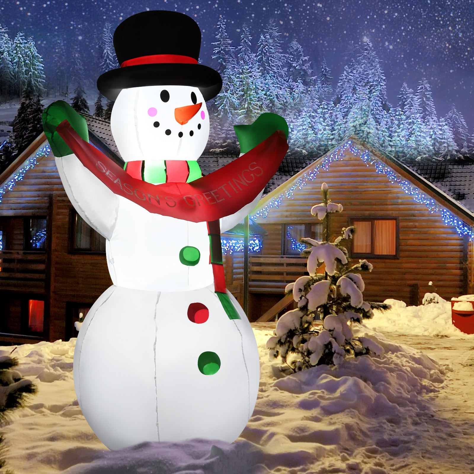 6 Feet Inflatable Christmas Snowman with LED Lights Blow Up Outdoor Yard DecorationÂ