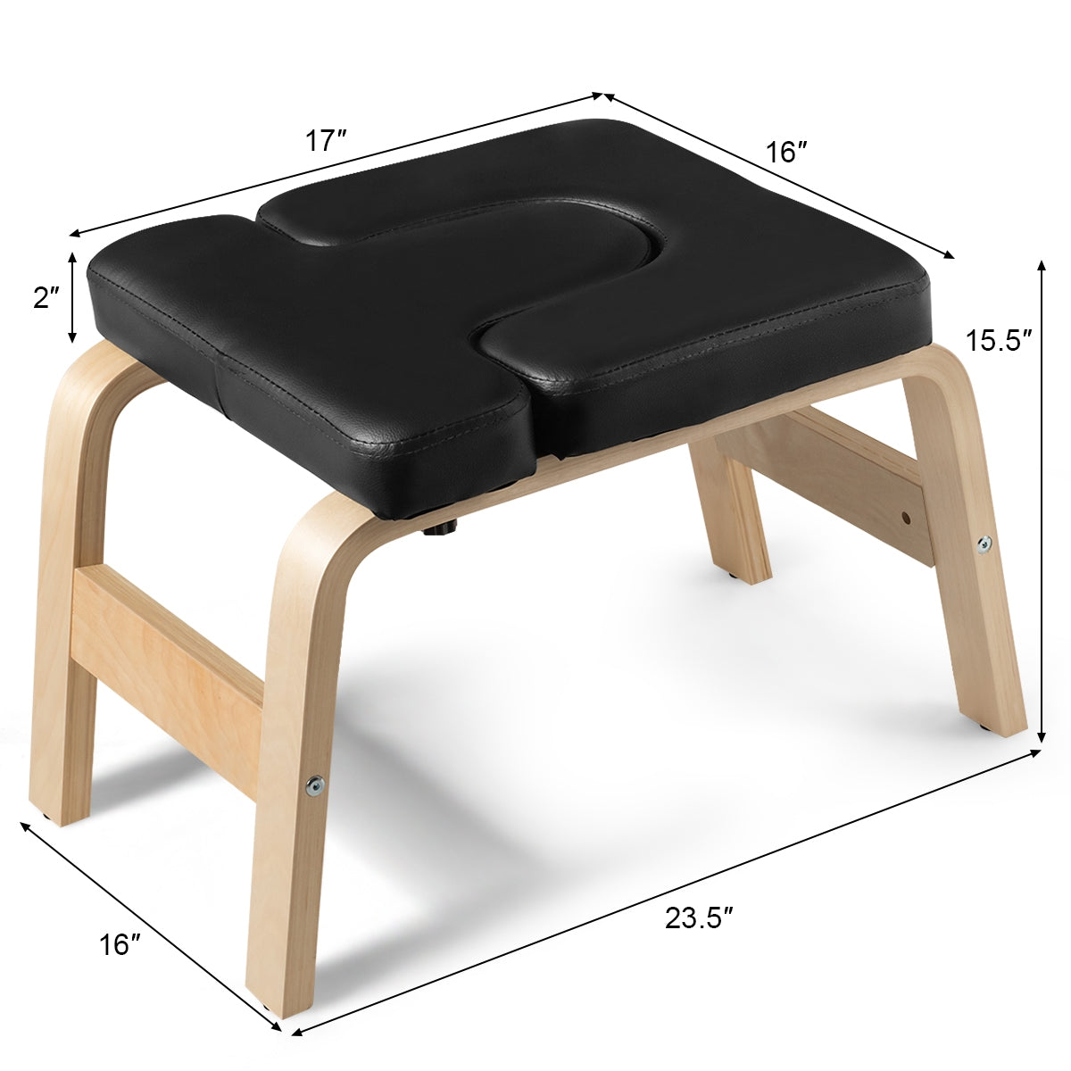 Yoga Headstand Wood Stool with PVC Pads-BlackÂ