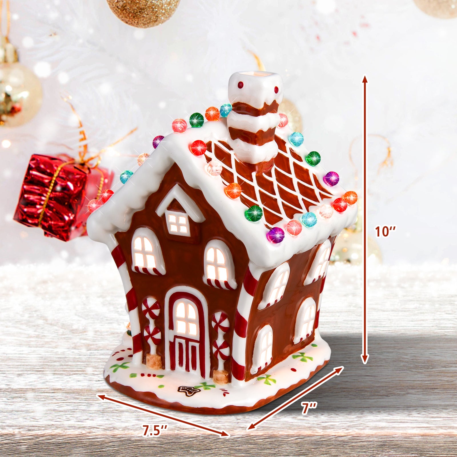 Hand-Painted Ceramic Christmas House with 44 Multicolored LightsÂ