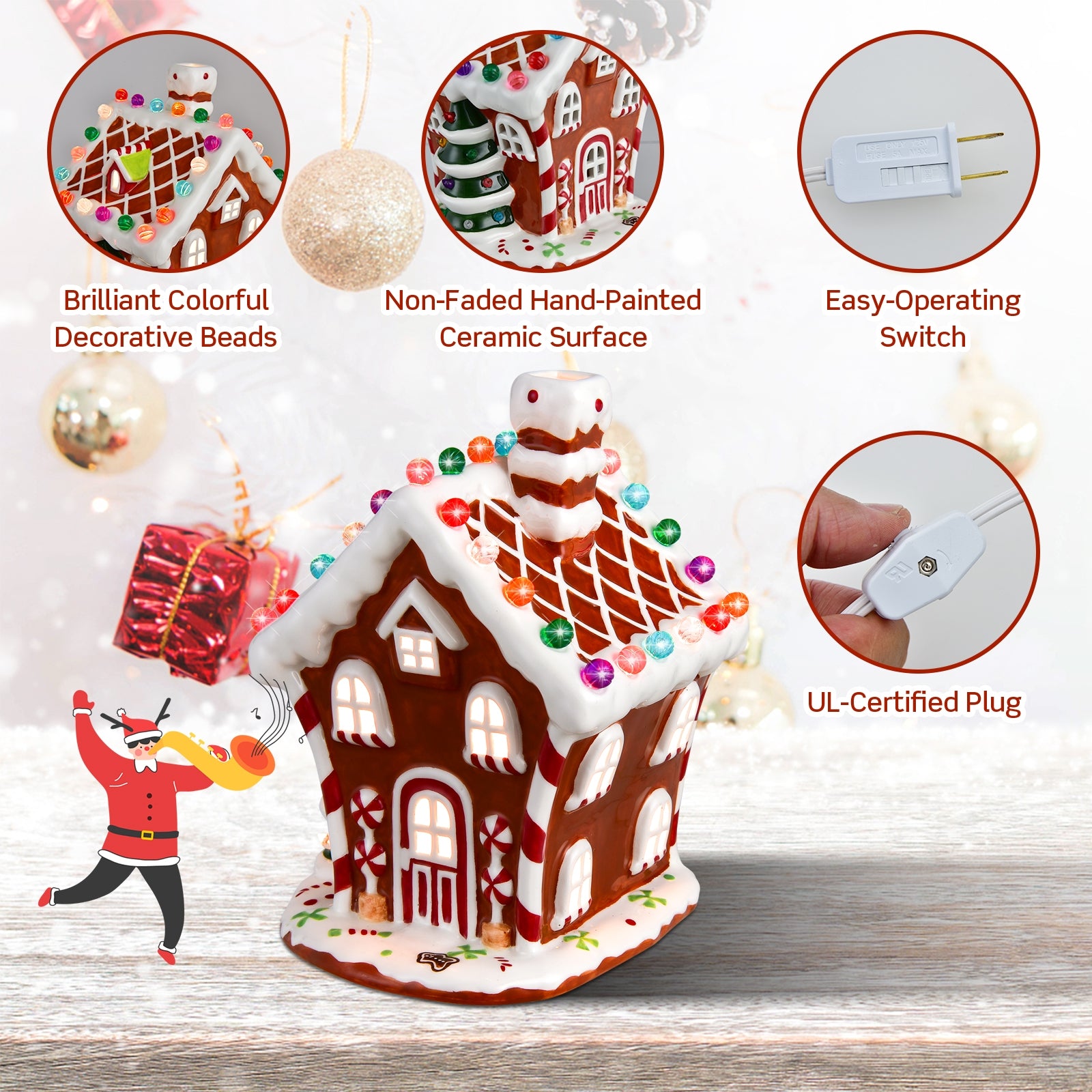 Hand-Painted Ceramic Christmas House with 44 Multicolored LightsÂ