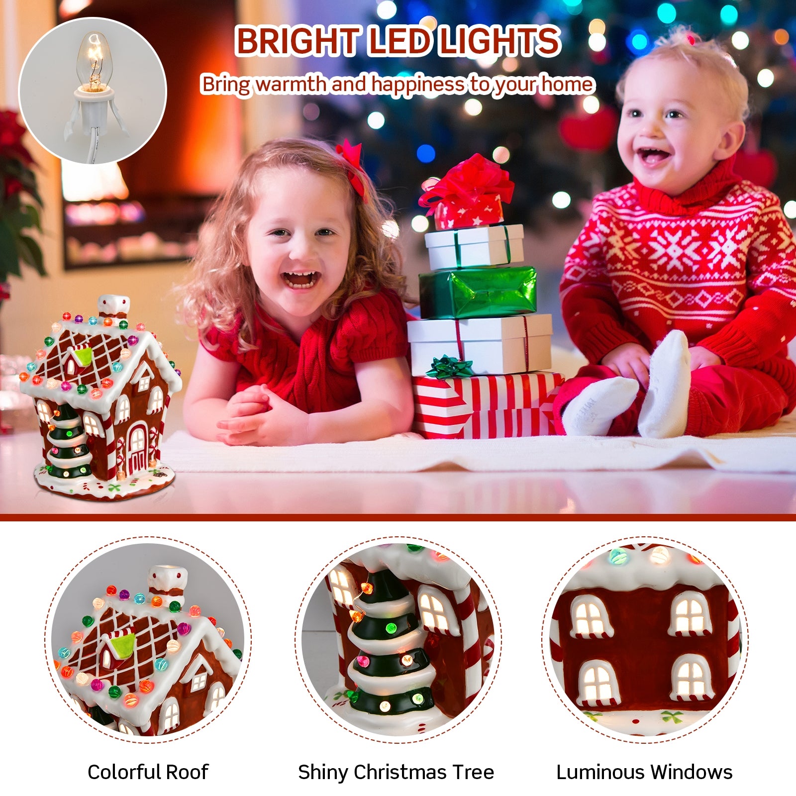 Hand-Painted Ceramic Christmas House with 44 Multicolored LightsÂ