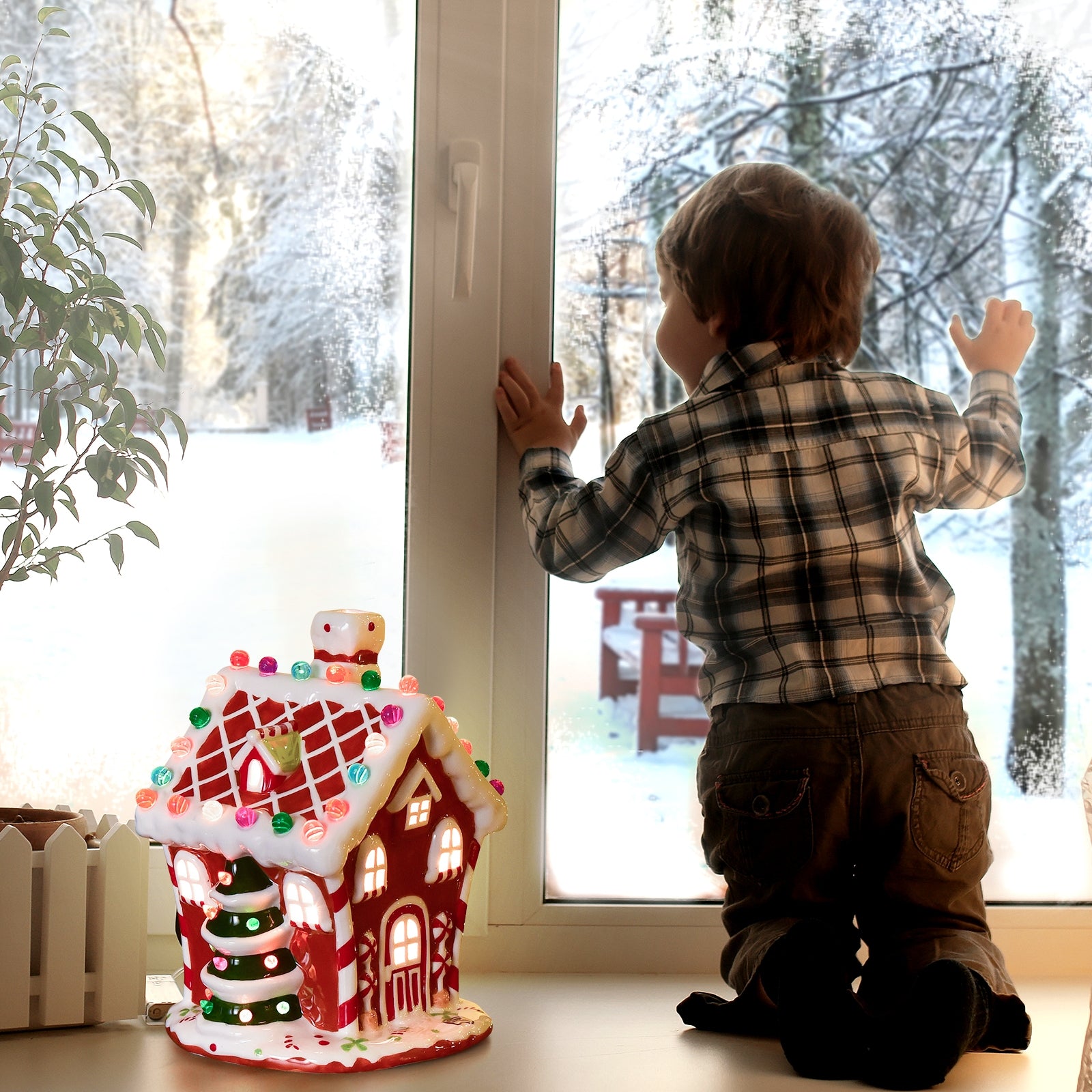 Hand-Painted Ceramic Christmas House with 44 Multicolored LightsÂ