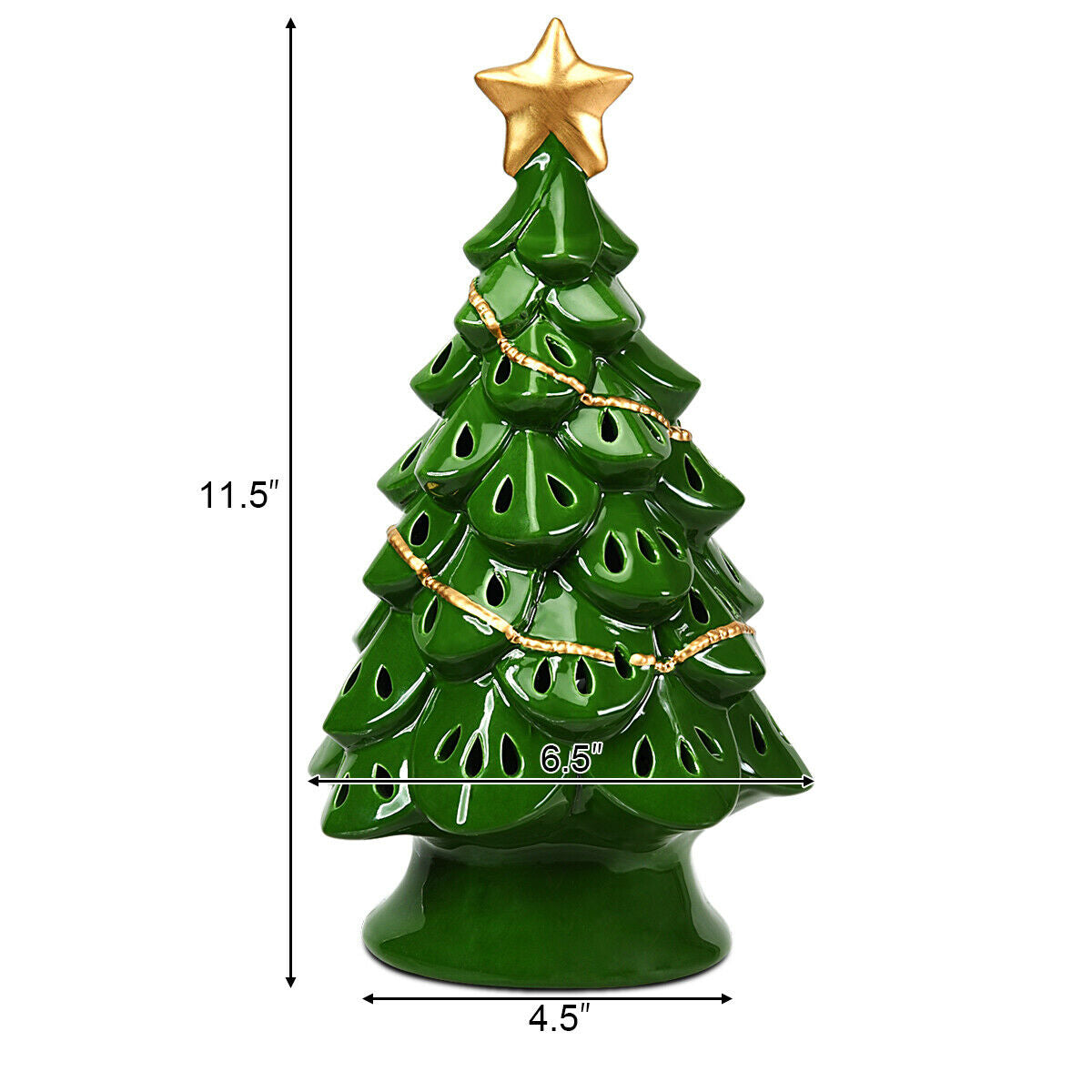 11.5 Inch Pre-Lit Ceramic Hollow Christmas Tree with LED LightsÂ