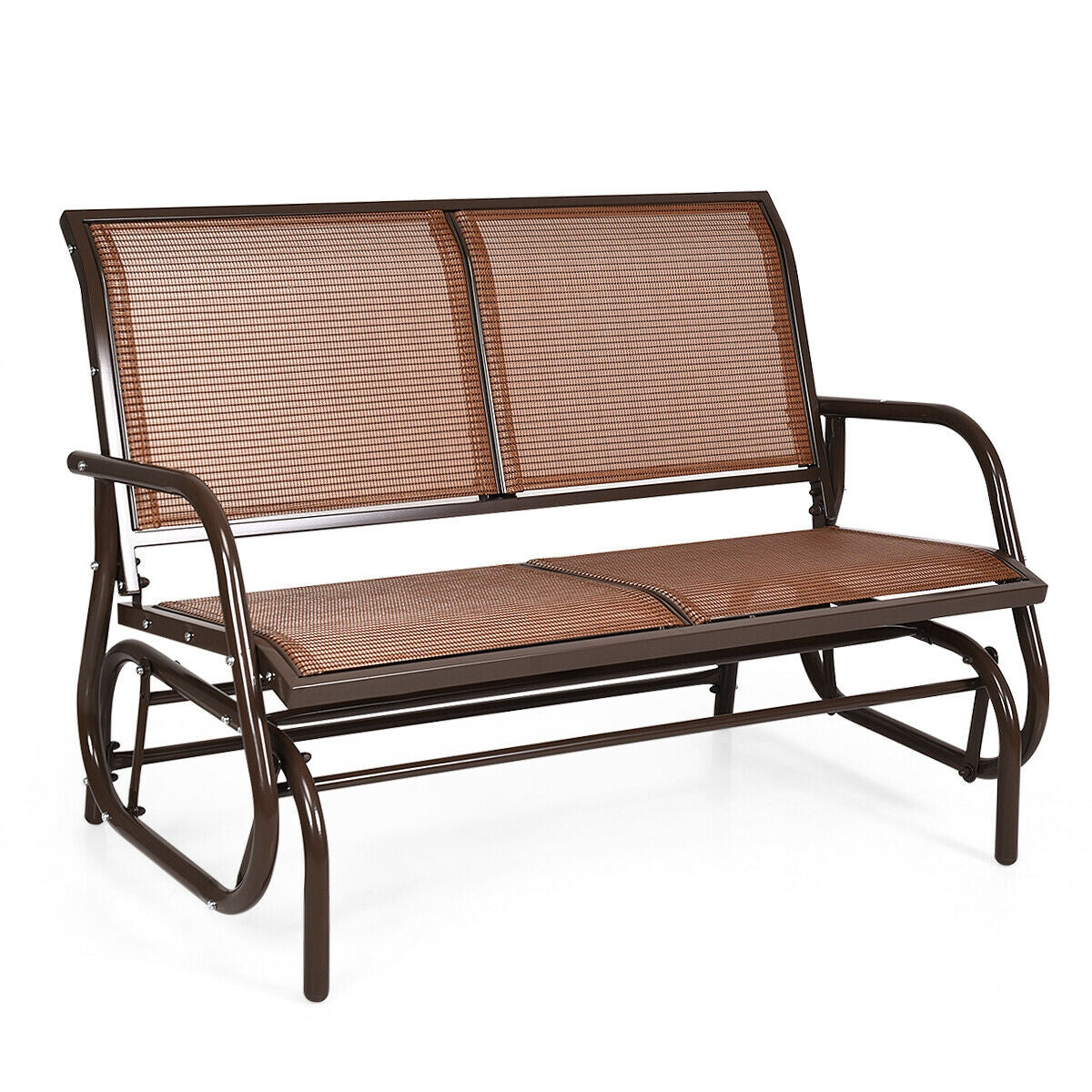 Swing Glider Chair 48 Inch Loveseat Rocker Lounge Backyard-BrownÂ