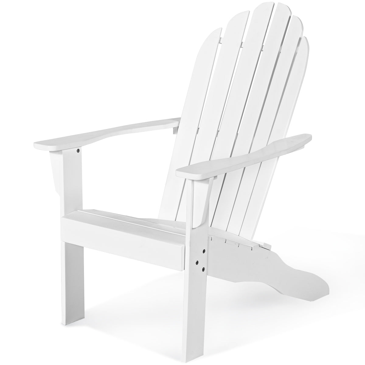 Acacia Wood Outdoor Adirondack Chair with Ergonomic Design-WhiteÂ
