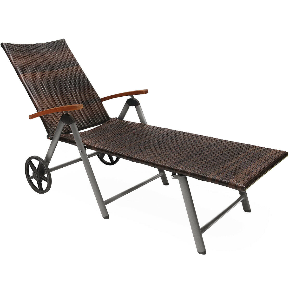 Outdoor Chaise Lounge Chair Rattan Lounger Recliner ChairÂ