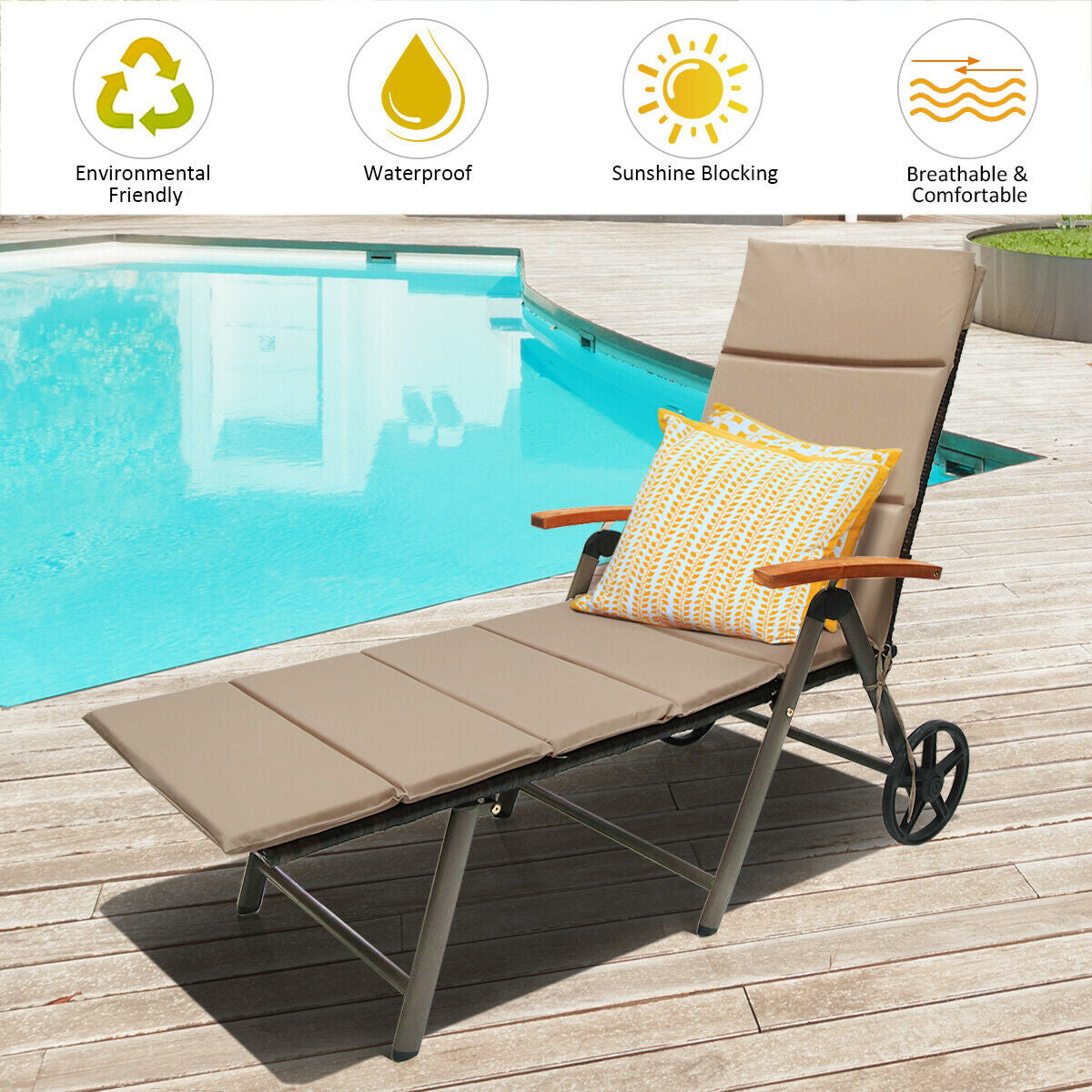 Outdoor Chaise Lounge Chair Rattan Lounger Recliner ChairÂ