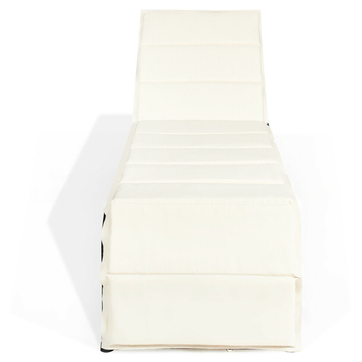 Patio Rattan Lounge Chair Back Adjustable Chaise Recliner with Cushions-WhiteÂ