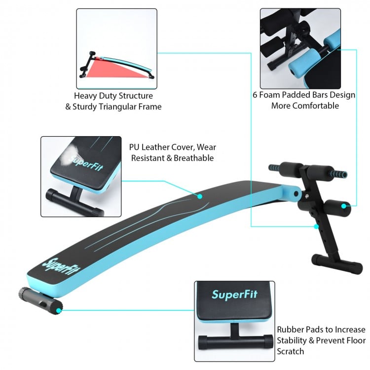 Folding Weight Bench Adjustable Sit-up Board Workout Slant Bench-Blue