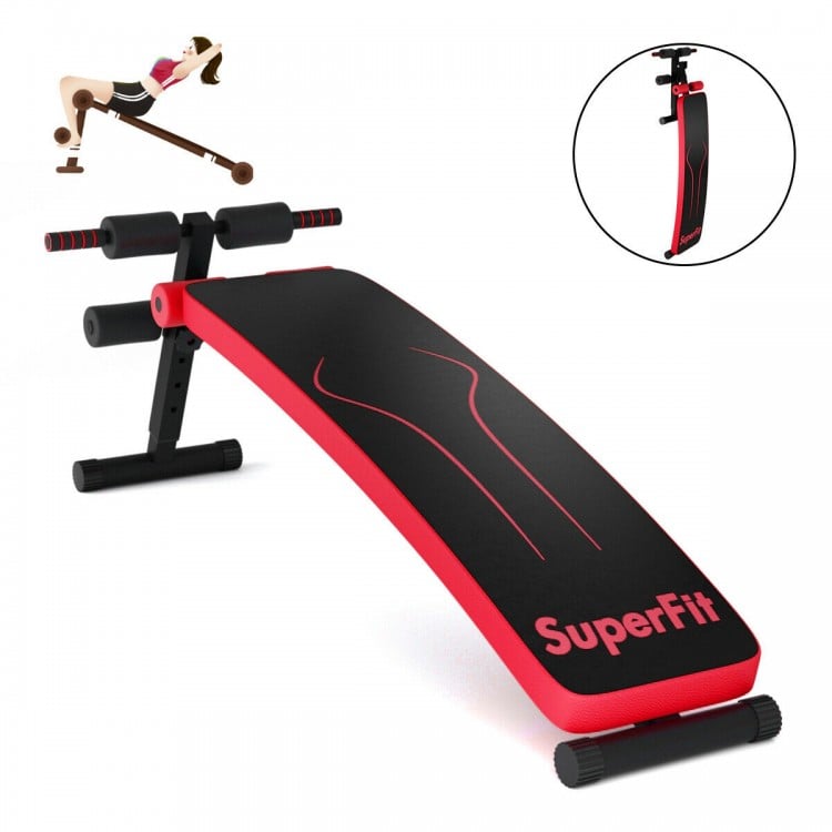 Folding Weight Bench Adjustable Sit-up Board Workout Slant Bench-Red