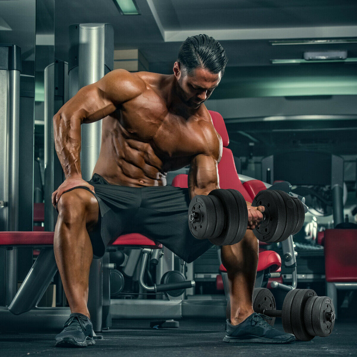 66 Lbs Fitness Dumbbell Weight Set with Adjustable Weight Plates and HandleÂ