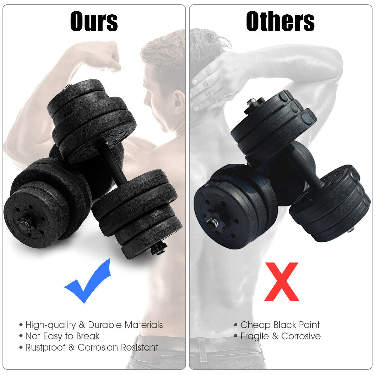 66 Lbs Fitness Dumbbell Weight Set with Adjustable Weight Plates and HandleÂ