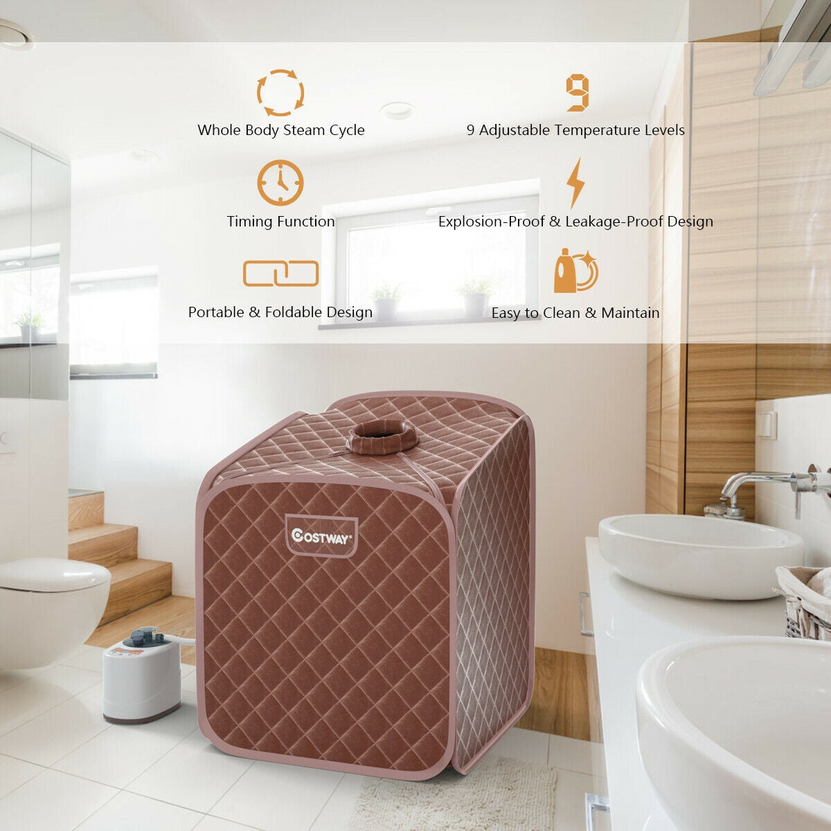 2L Portable Folding Steam Sauna Spa-CoffeeÂ