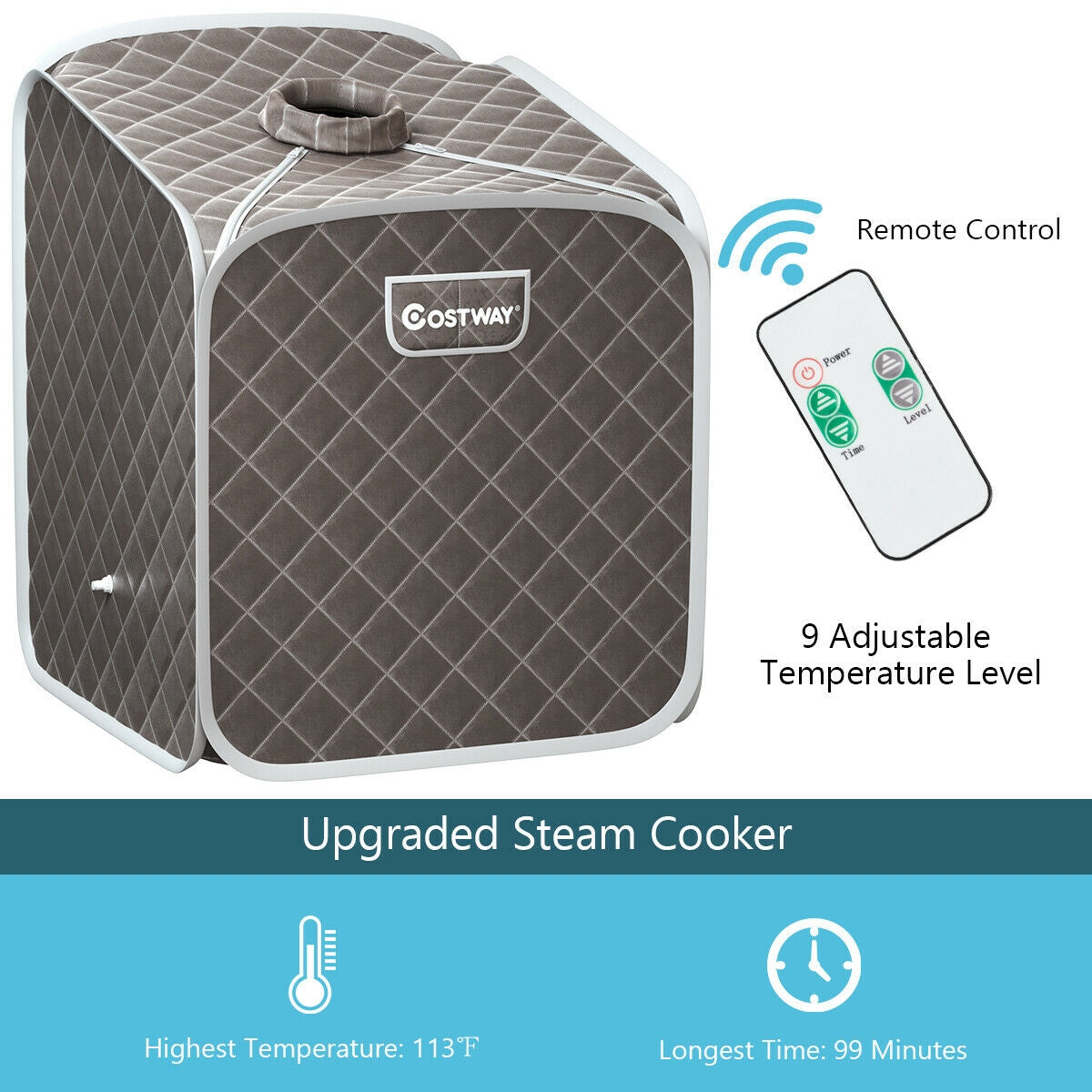 2L Portable Folding Steam Sauna Spa-GrayÂ