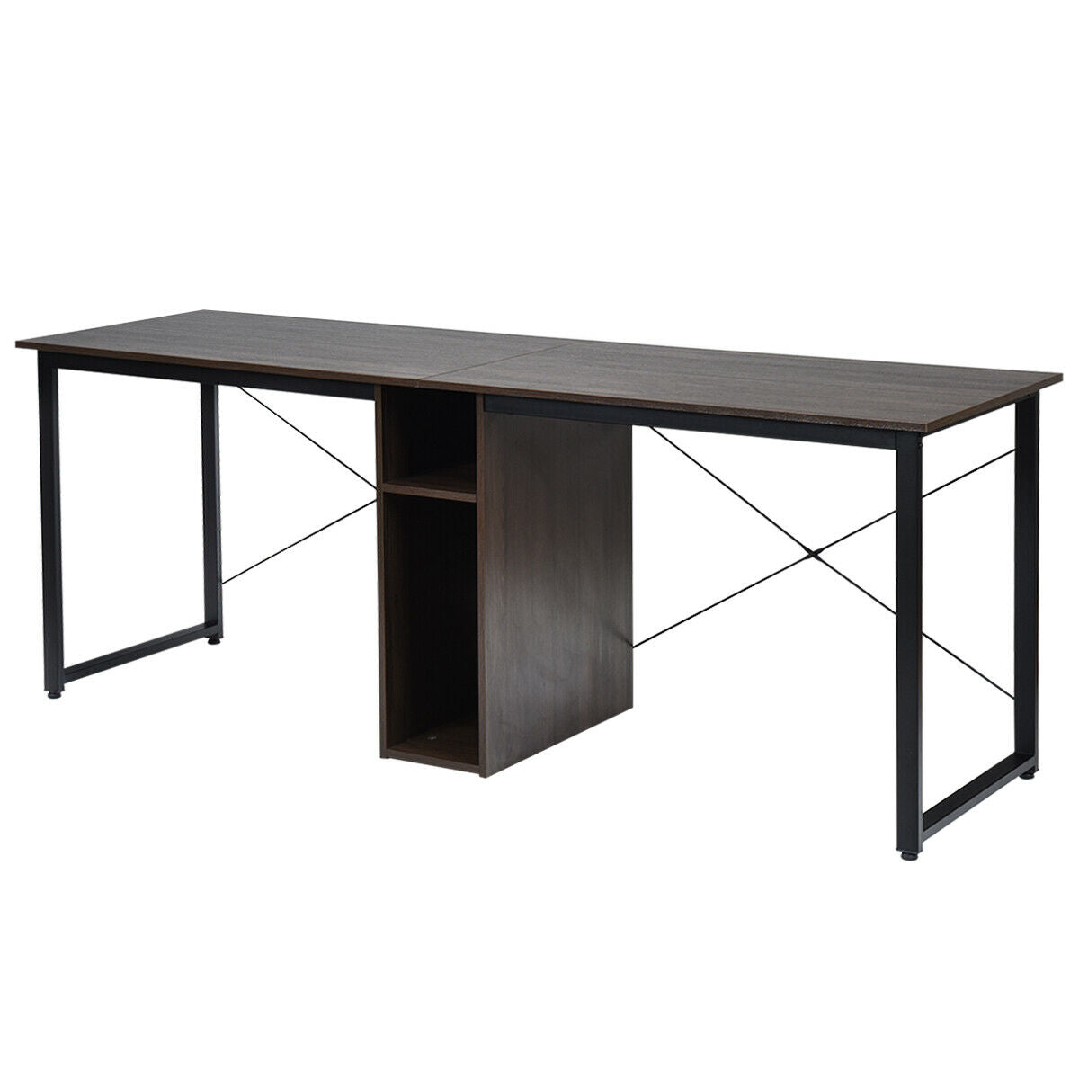 2-Person 79 Inch Computer Desk with Spacious Desktop and CabinetÂ