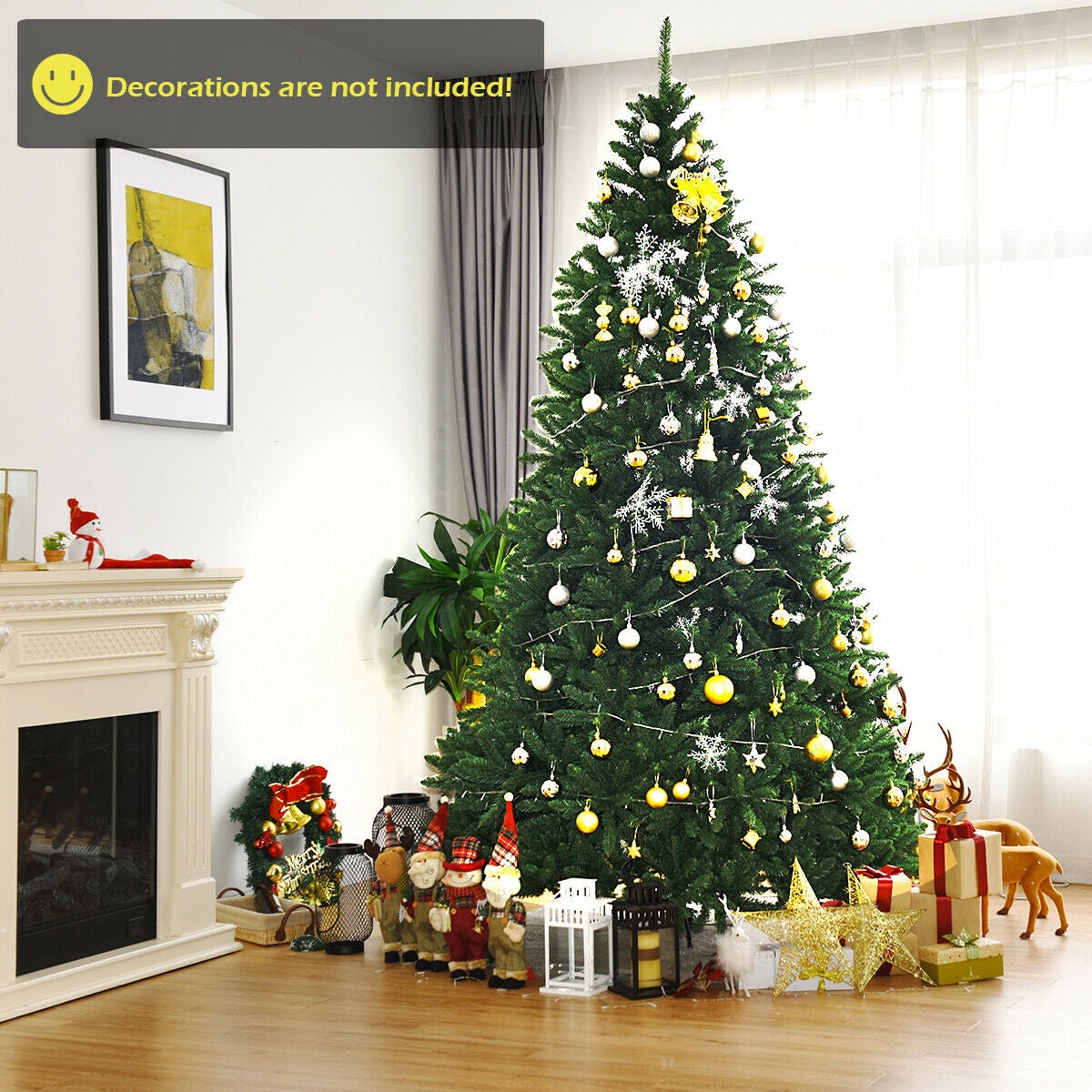 9 Feet Hinged Premium Artificial PVC Christmas Tree with Solid Metal StandÂ