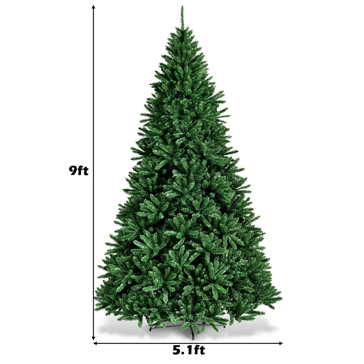 9 Feet Hinged Premium Artificial PVC Christmas Tree with Solid Metal StandÂ